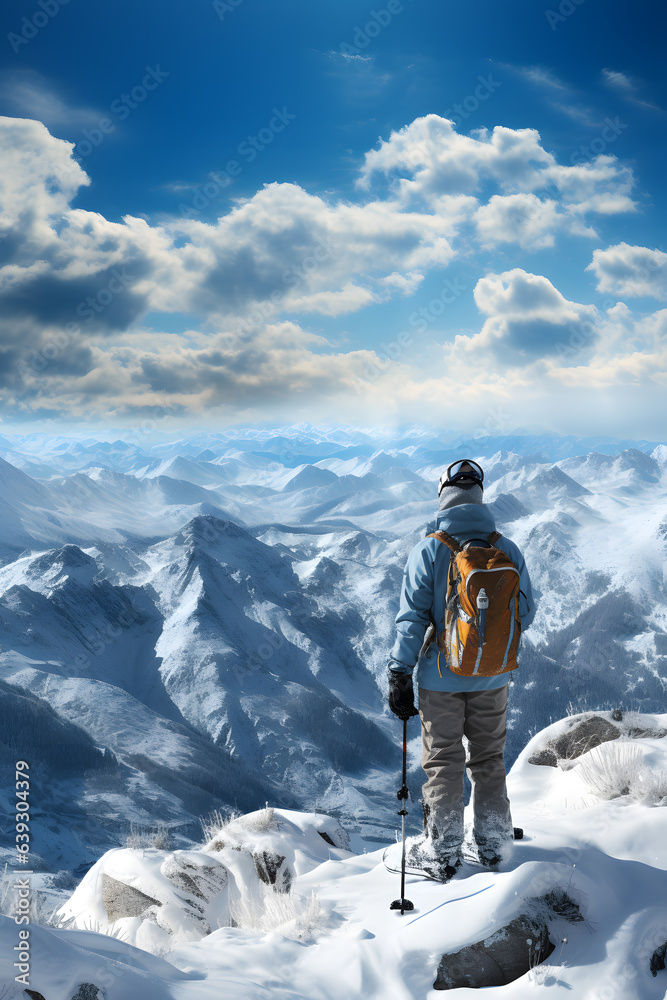 Mountain Majesty Epic Scenic Gaze at Snow-Draped Vistas ai generated art