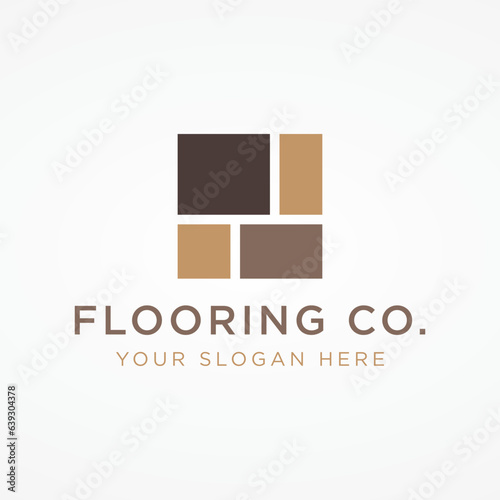 Premium classic parquet wood tile or ceramic tile logo template design.