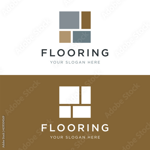 Premium classic parquet wood tile or ceramic tile logo template design.