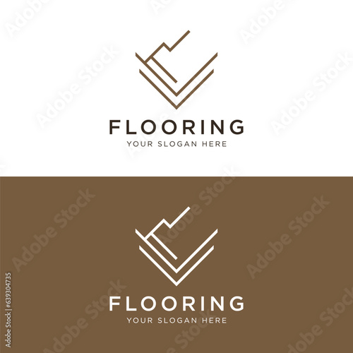 Premium classic parquet wood tile or ceramic tile logo template design.