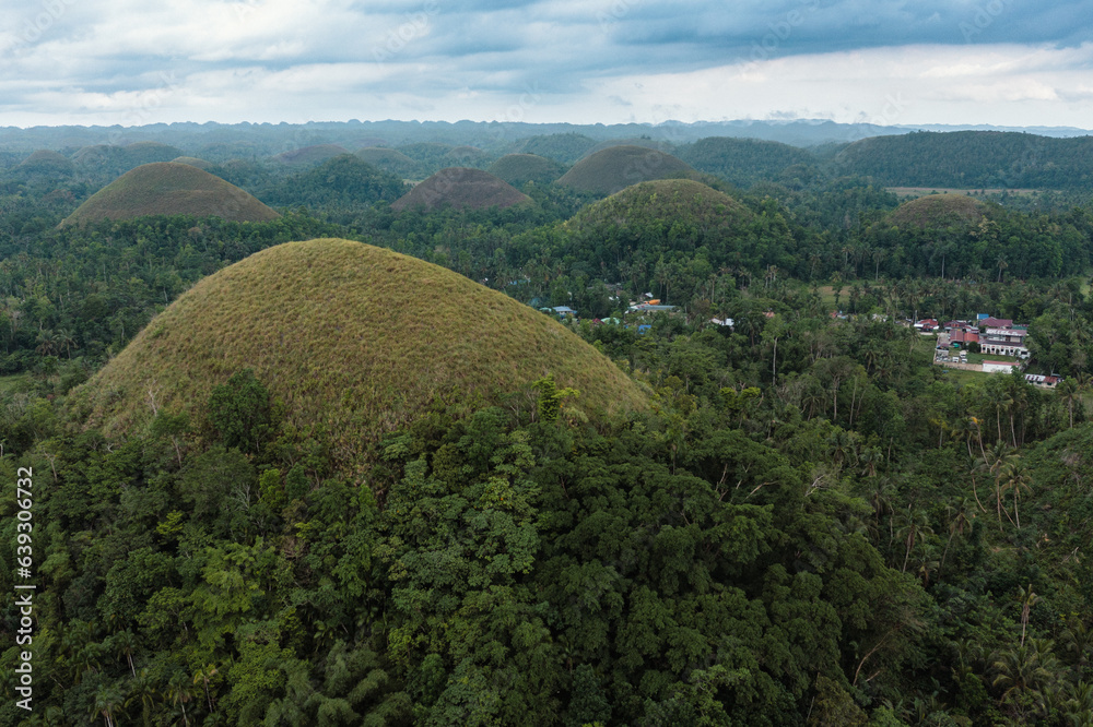 Beautiful mountains in the Philippines, called Chocolate Hills.