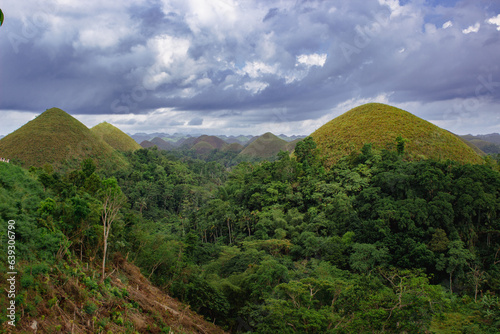 Beautiful mountains in the Philippines, called Chocolate Hills.
