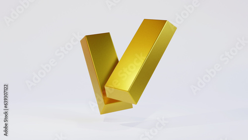 Gold Bar 3D Rendering, Gold Ingot Render photo