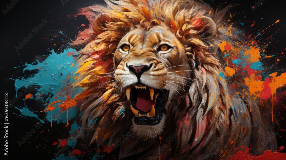 portrait of a lion paint