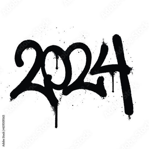 Graffiti spray paint Number 2024 Isolated Vector