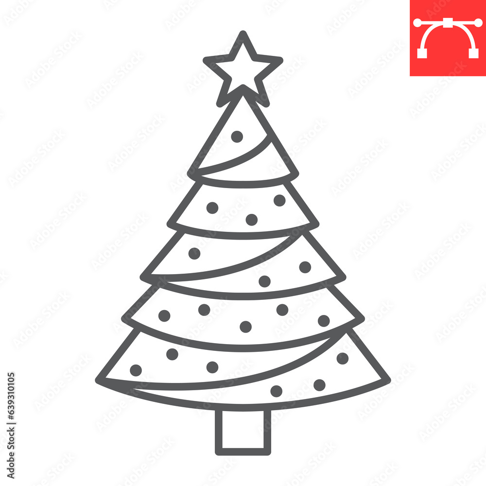 Christmas tree line icon, new year and holiday, fir vector icon, xmas wood vector graphics, editable stroke outline sign, eps 10. Christmas tree line icon, new year and holiday, fir vector icon, xmas wood vector graphics, editable stroke outline sign, eps 10.