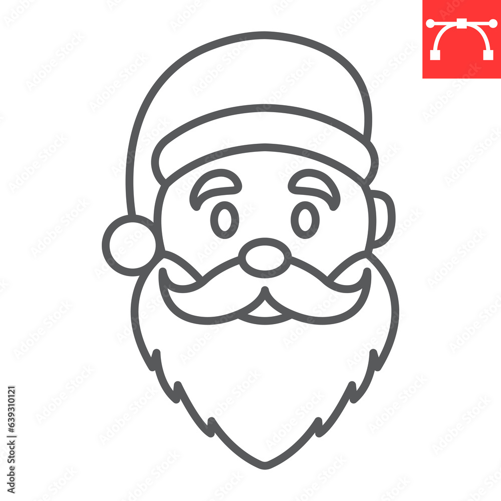 Santa Claus line icon, new year and merry christmas, xmas men vector icon, smiling santa vector graphics, editable stroke outline sign, eps 10.