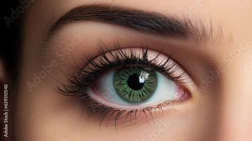 Valokuva Close up of a womans eye with dramatic false lashes, black eyeliner and eyeshadow