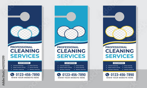 Modern  Cleaning service  Door hanger design template.