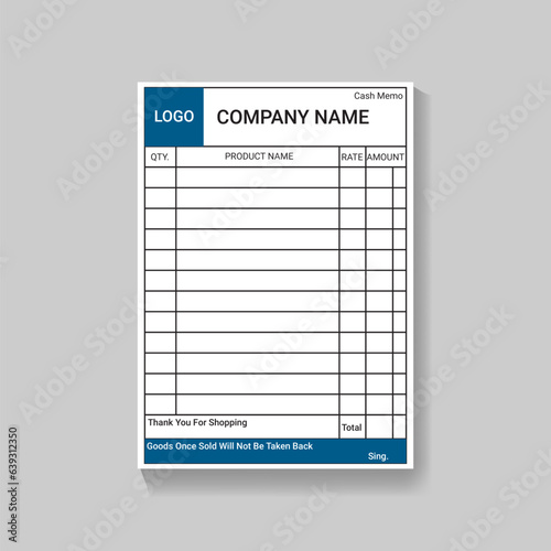 Modern cash memo design vector template