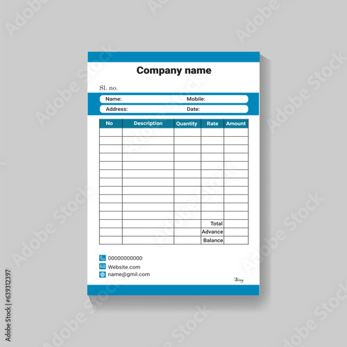 Modern cash memo design vector template