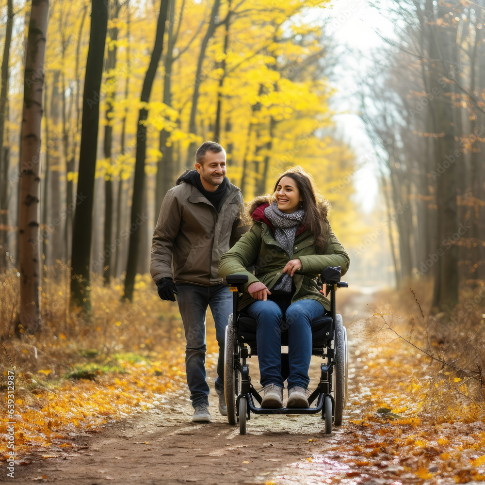 © Glyn - People walking and in wheelchairs in the forest