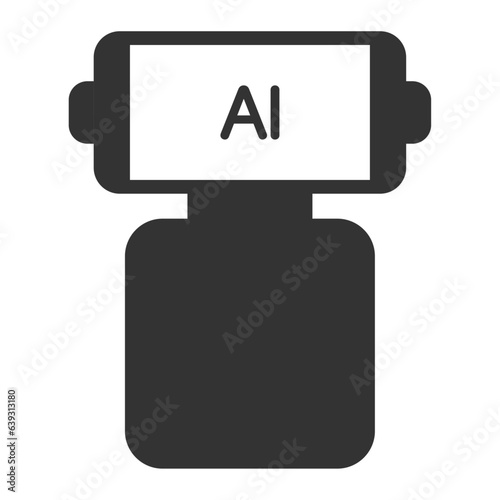 黒色の人型ロボットシルエット正面（AI）1_2 © 風ねこ