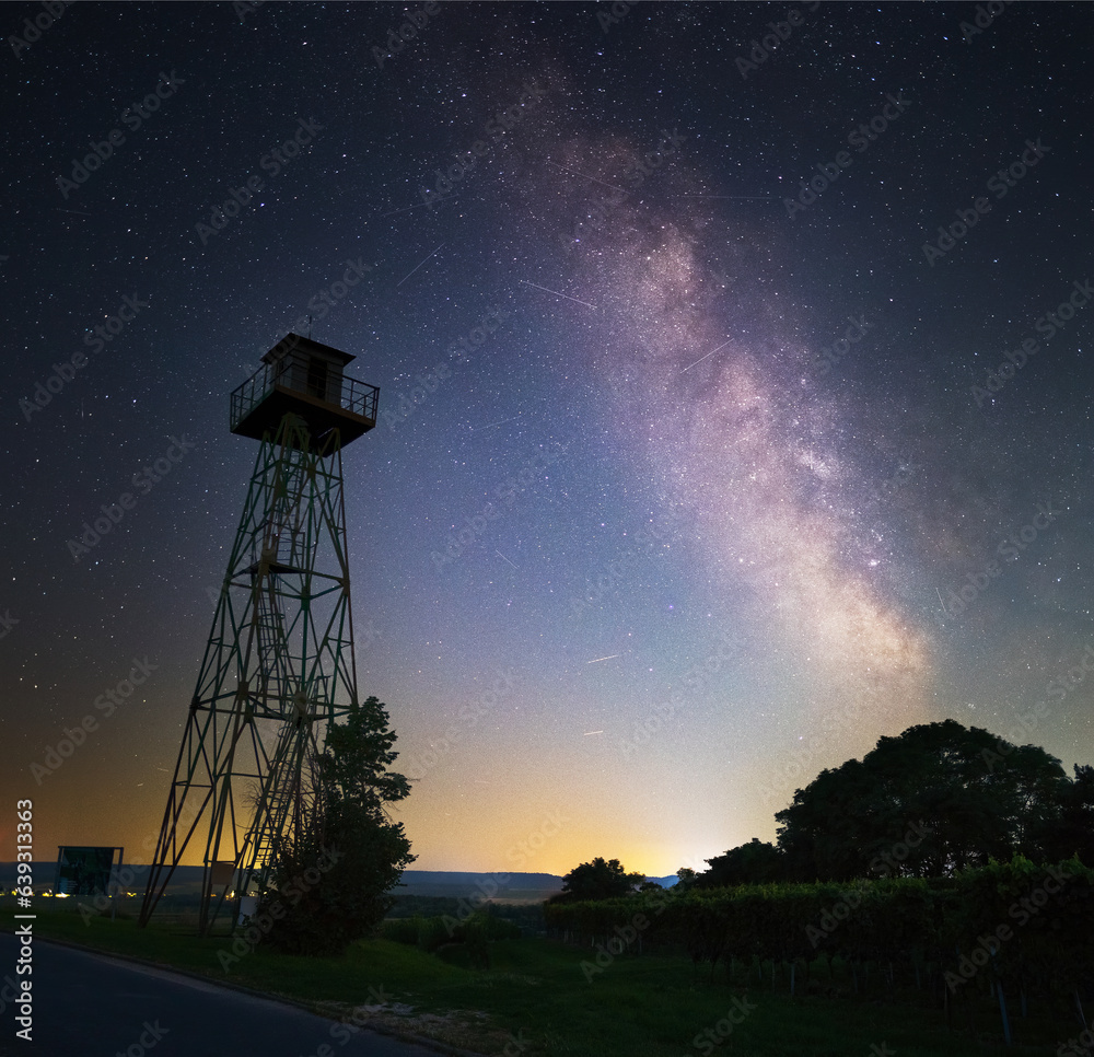 Watchtower in ruins and the milky way Watchtower in ruins and the milky way