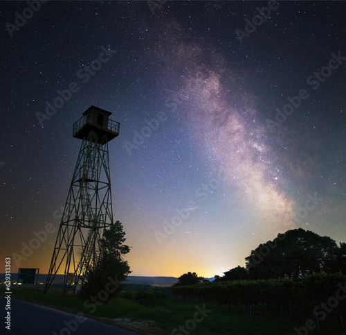 Watchtower in ruins and the milky way