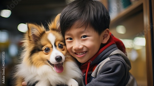 dog and child cuddling and ...