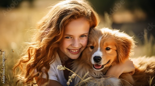 dog and child cuddling and ...