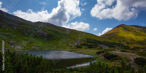 View of the Nesamovyte Lake in Ukrainian Carpathian mountains photo