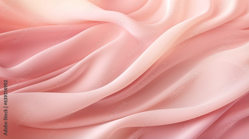 Smooth satin wavy light peach as background. Wedding or valentine greeting card background.