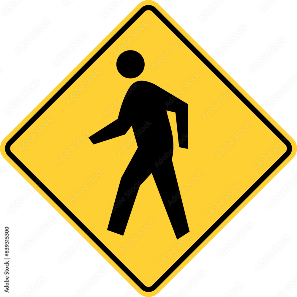 Vector graphic of a usa Pedestrian Crossing Ahead highway sign. It ...