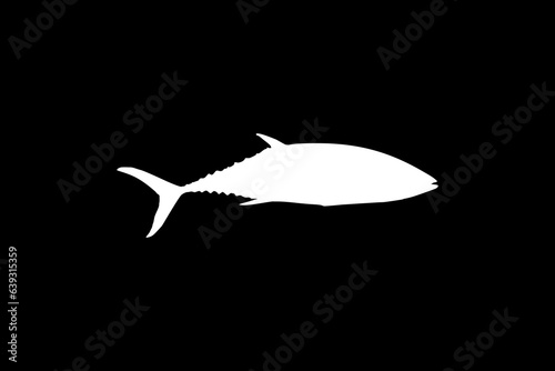 Flat Style Silhouette of the Tuna Fish, can use for Logo Type, Art Illustration, Pictogram, Website or Graphic Design Element. Vector Illustration