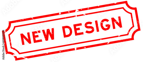 Grunge red new design word rubber seal stamp on white background