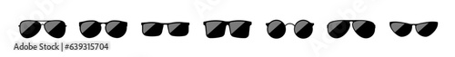 Black sun glasses 3d vector. Glossy aviator googles