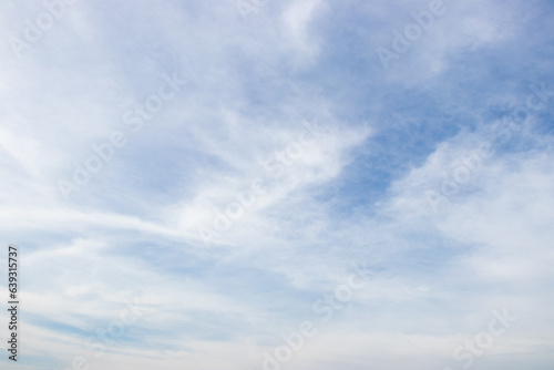 Clear blue color sky with white cloud background