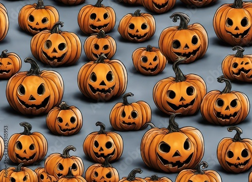 Some different 2D halloween pumpkin illustrations on a gray background