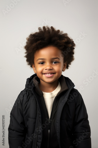 Young boy, an african-american child in jacket smiling © Photocreo Bednarek