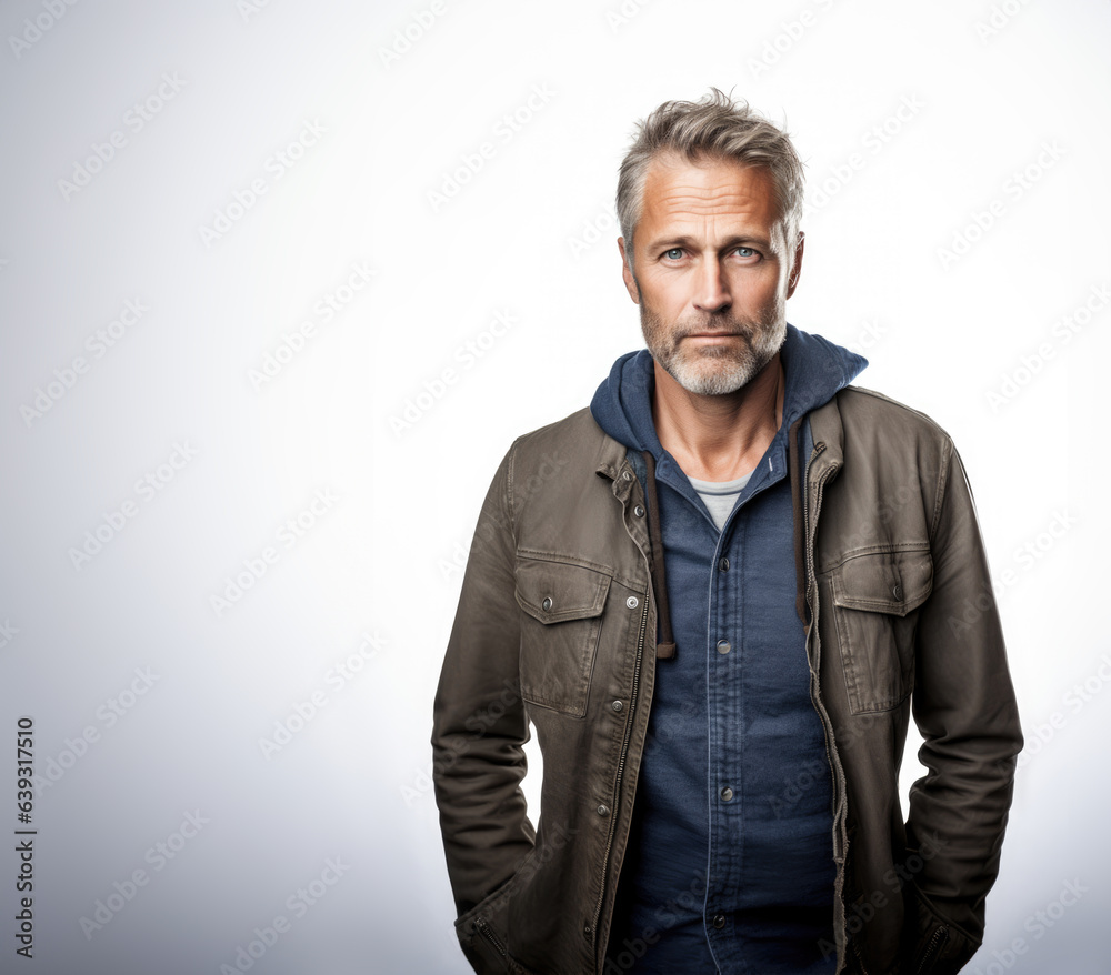 Casual middle-aged man portrait isolated on white Casual middle-aged man portrait isolated on white