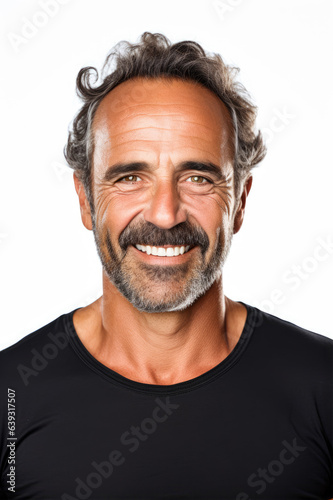 Happy and smiling middle-aged man portrait isolated on white