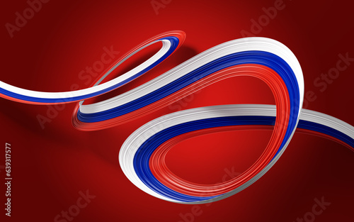 3d Flag Of Russia Country 3d Waving Ribbon Flag Isolated On Red Background, 3d illustration