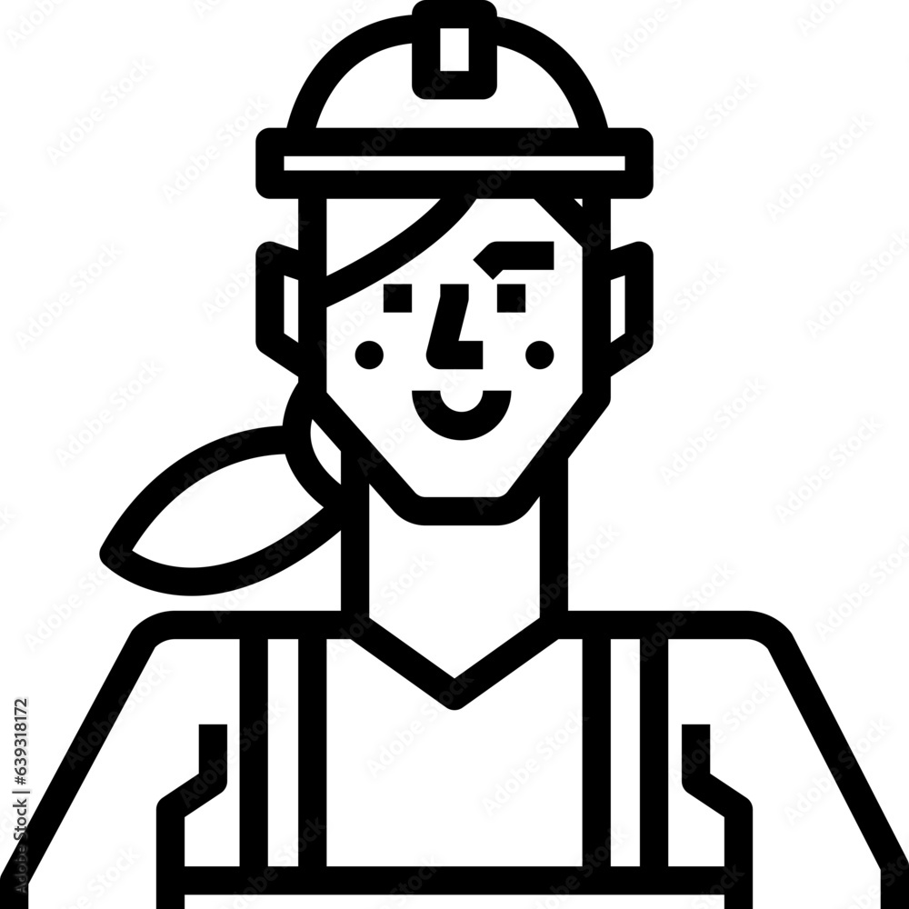 Construction worker. outline icon design Construction worker. outline icon design