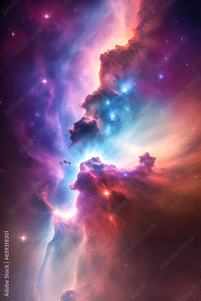 Beautiful galaxy nebula shooting stars clouds wallpaper
