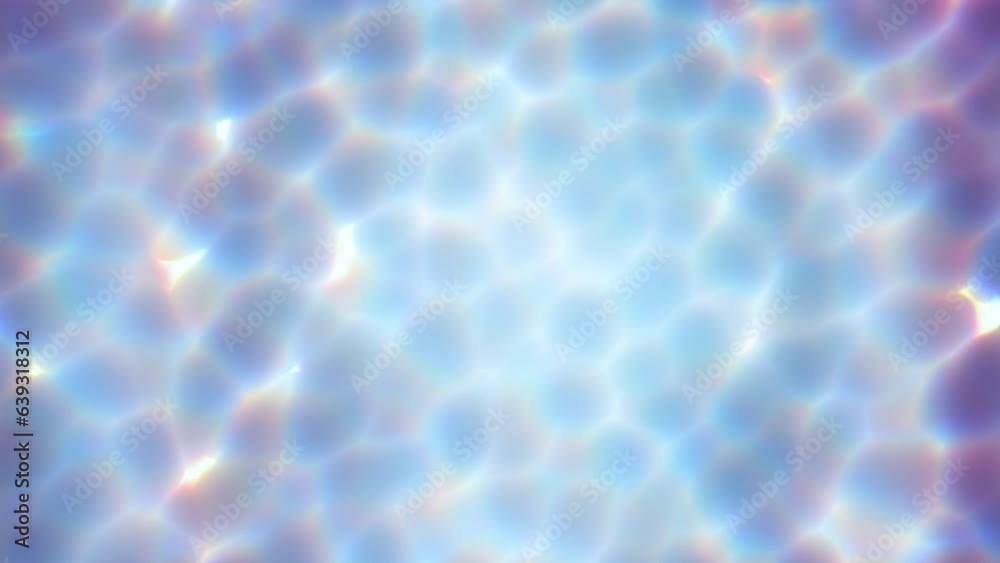 looped 3d animation of water swaying, multicolored caustics