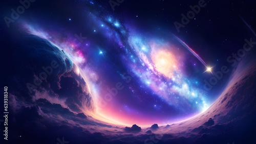 Beautiful galaxy nebula shooting stars clouds wallpaper