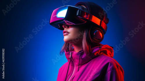 Virtual Reality Journey: Person with Futuristic VR Device © Martin Studio
