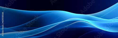 Dark blue background with a blue waves design, in the style of minimalistic geometric, digital blue neon banner. 