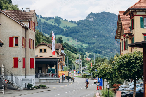 Alpnach, Switzerland - August 9, 2023: Picturesque facades of Alpnach, Switzerland © Andrei Antipov