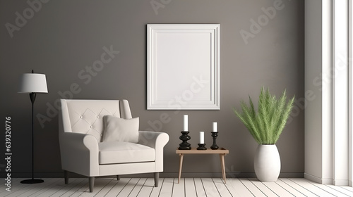 Room interior with blank photo frame on wall  © Raihan 