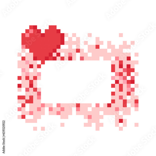 Red pixel frame with pixel heart