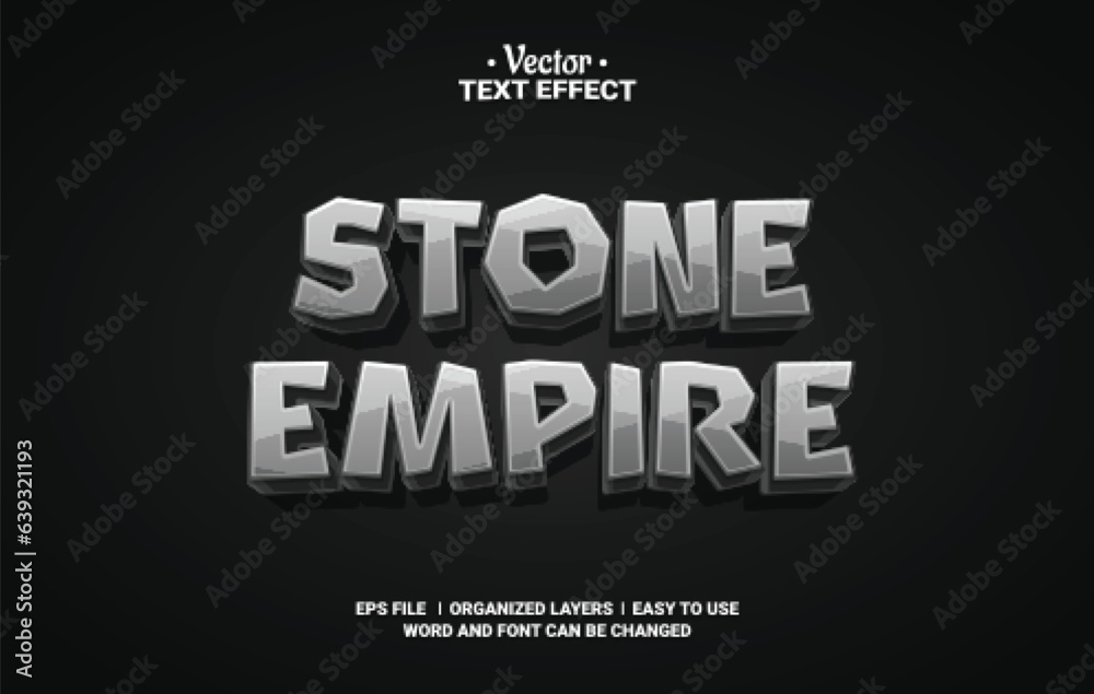 Stone Empire Cartoon Style Editable Vector Text Effect.