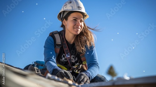 woman working as roofer