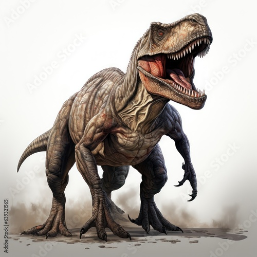 T-rex on white background  Tyrannosaurus rex dinosaur vector illustration  Jurassic prehistoric animal