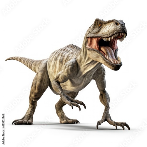 T-rex on white background, Tyrannosaurus rex dinosaur vector illustration, Jurassic prehistoric animal