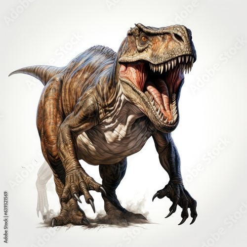 T-rex on white background, Tyrannosaurus rex dinosaur vector illustration, Jurassic prehistoric animal © Mohammad