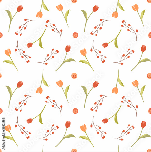 Tulip Pattern on white background.