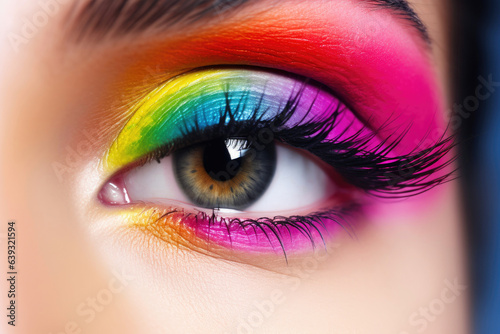 Monochrome Close-Up Eye Illuminated by Rainbows