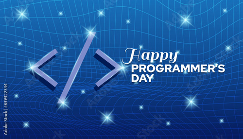 Illustration vector design for programmers day. happy programmers day greeting design with modern technology blue background